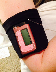 Arm/Leg/Wrist/Ankle Pocket for Dexcom/Omnipod/Insulin Pump/Smartphone w/optional window-White w/Neon Flowers